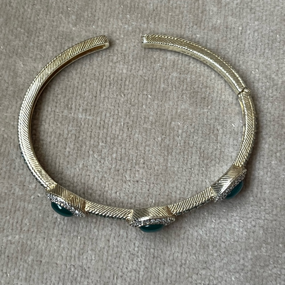 Judith Ripka Chalcedony & Chrome Diopside Gold Clad Sterling Bangle Cuff - Picture 5 of 16